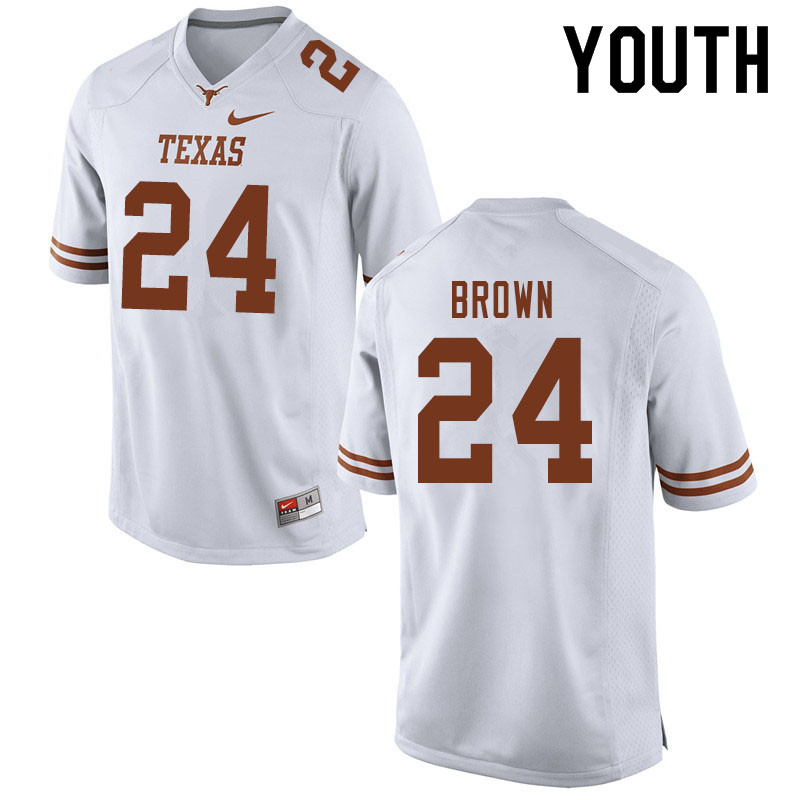 Youth #24 Derrian Brown Texas Longhorns College Football Jerseys Sale-White